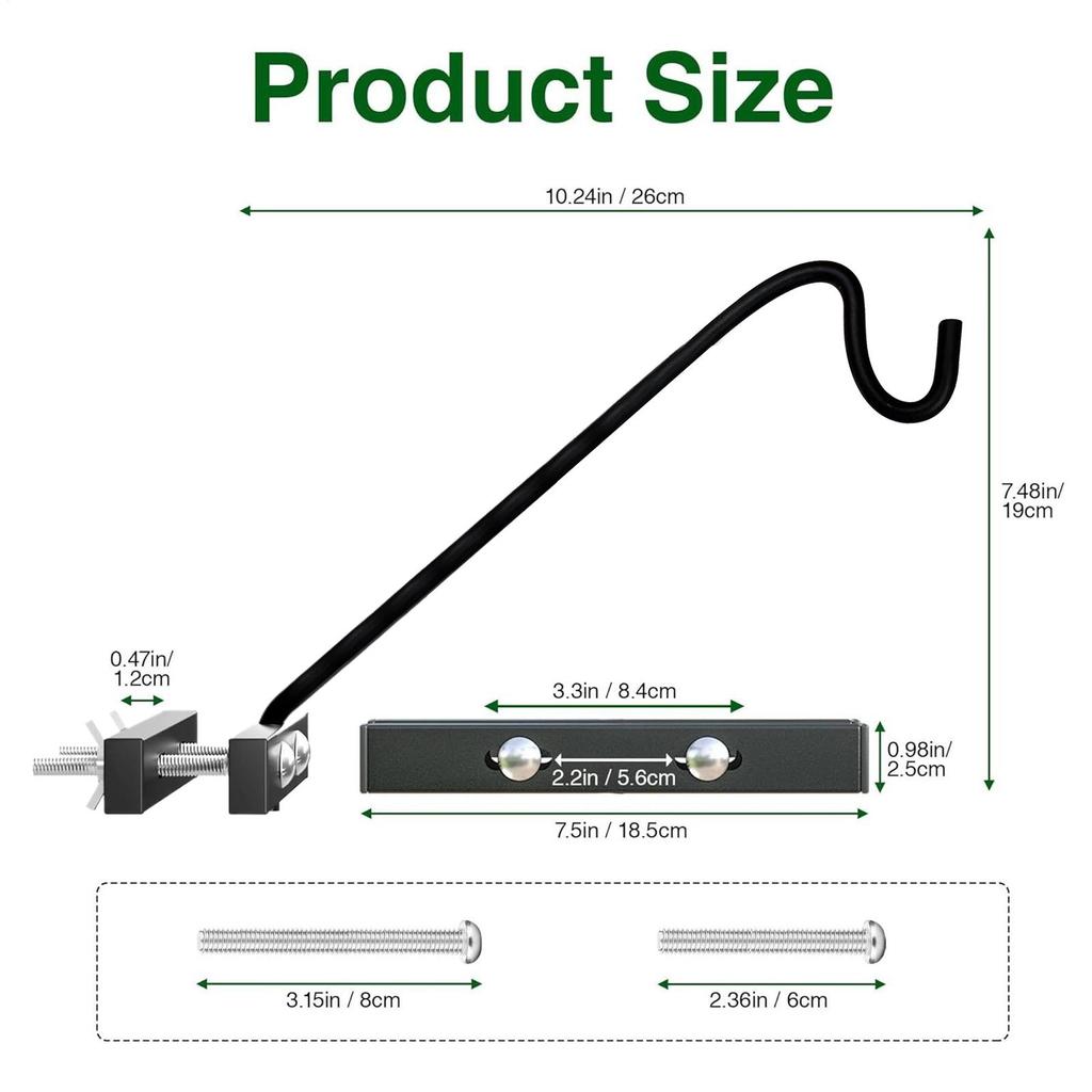 Heavy Duty Bird Feeder Pole Rotatable Planter Hook for Railing Multifunctional Swivel Planter and Feeder Hanger for Patio Garden