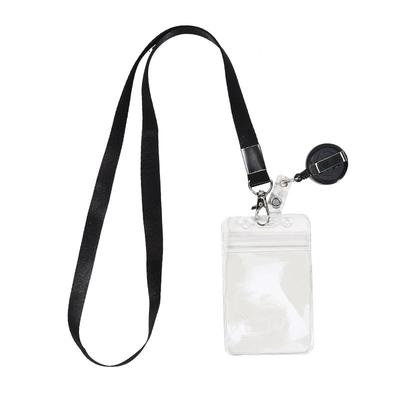 Porta-Cartão de Identificação Impermeável de Plástico PVC Poliéster com Carretel Retrátil Lanyard Compatível com Cartão Horizontal Vertical Acessório Diário para Escritório