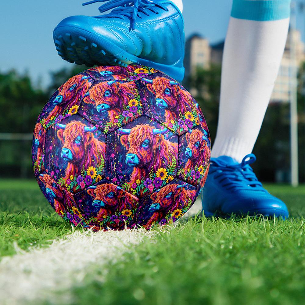 1pc Colorful Highland Cow Durable Size 5 Soccer Ball Professional Match Training Football Indoor &Outdoor Sports Ball P60138
