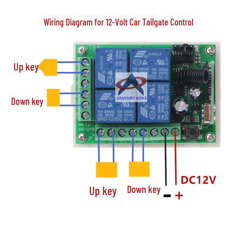 DC12V 4-Channel Remote Control Switch + Long-Range 4-Button Remote for Electric Gate Barrier/Circuit Breaker