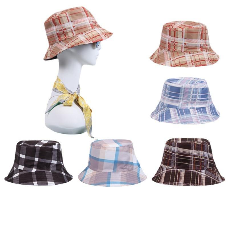 Summer Women's Shade Breathable Bucket Hat Sunscreen Sun Hat Outdoor Sports Casual Fashion Striped Lattice Floral Print Basin Hat