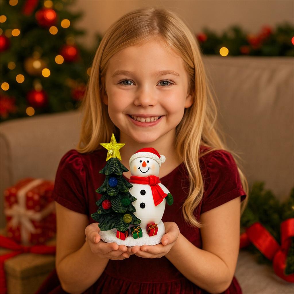 Christmas Decoration Snowman Christmas Tree Lamp Resin Ornament Cross Border Hot Mining Solar Snowman Christmas Tree Lamp