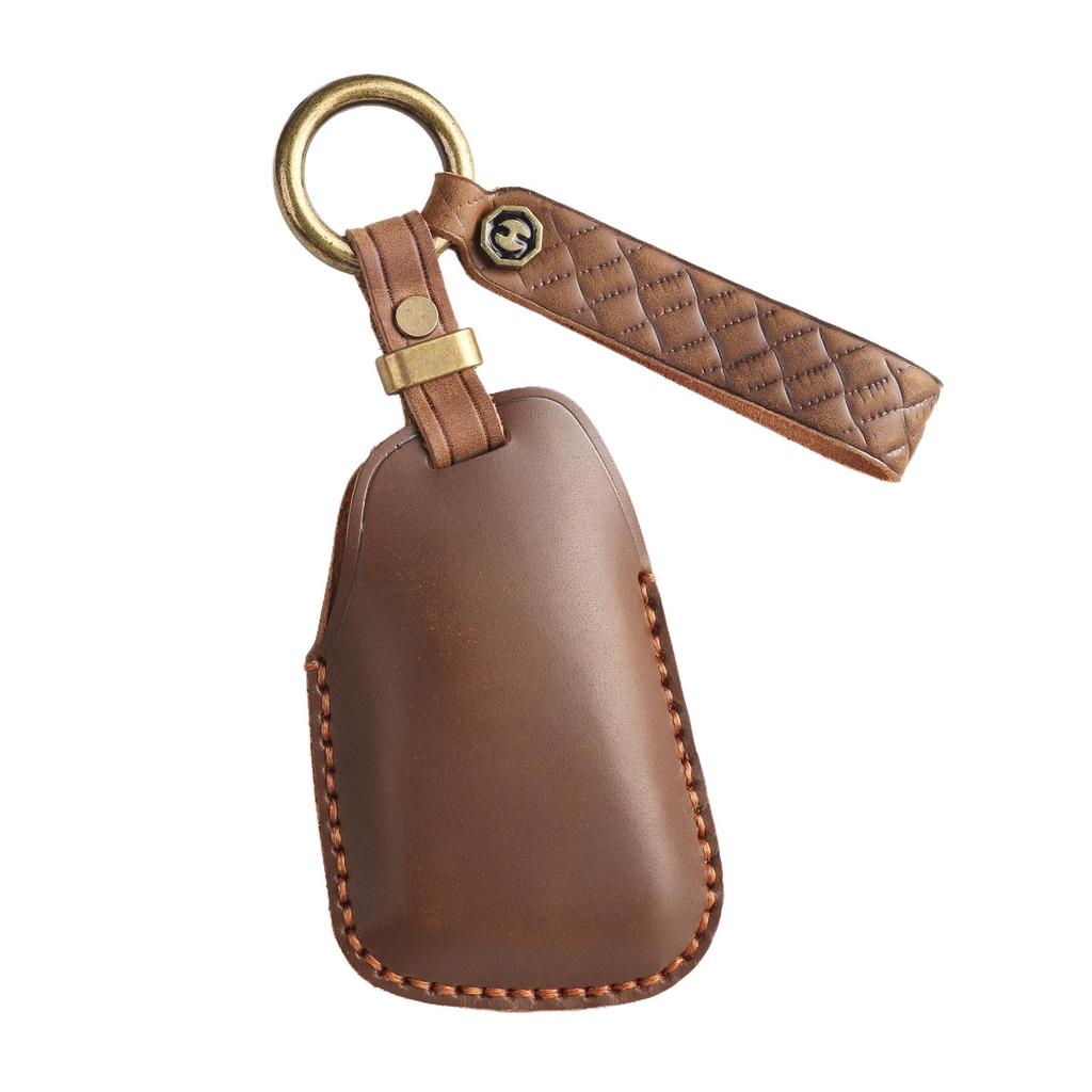 High-End Retro Leather Key Cover for Buick Envision with Buckle Protection