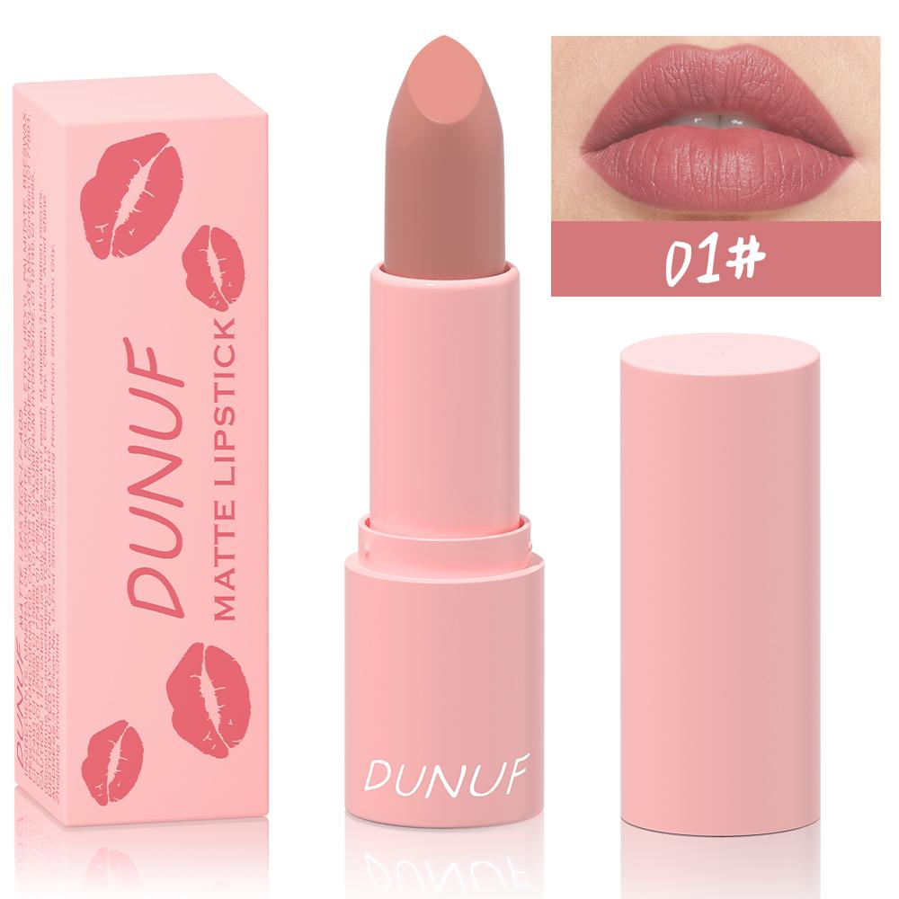 DUNUF 1 Pcs Matte Powder lipstick, Lasting 24 Hours Non-fading Waterproof Non-stick Easy to Color Lip Gloss Makeup Gift