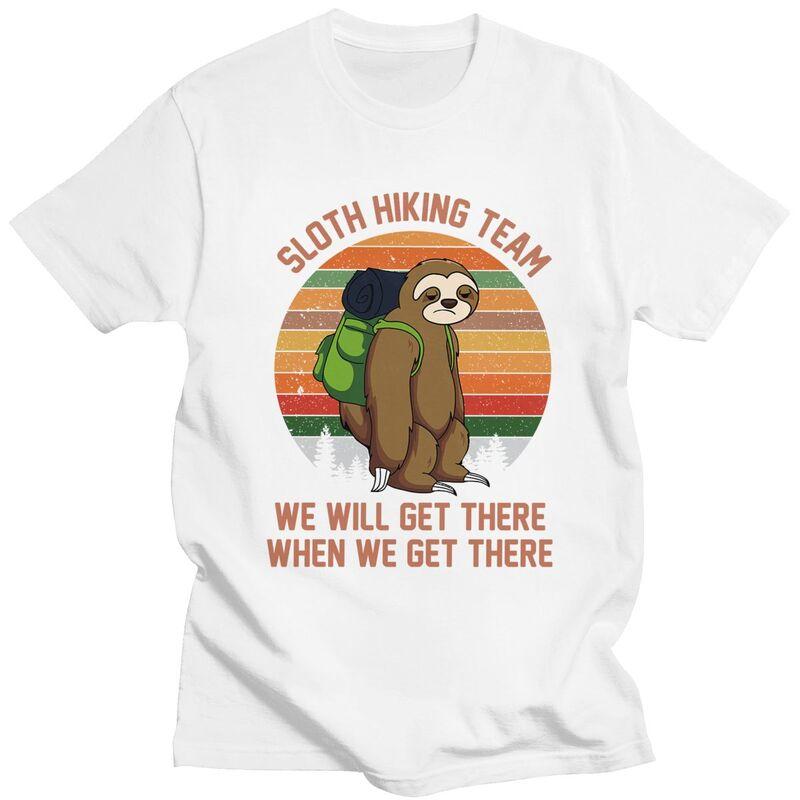 Custom Sloth Hiking Team T Shirts Men ShortSleeve Tshirts Streetwear Tee Tops Oversized Tshirts Merch