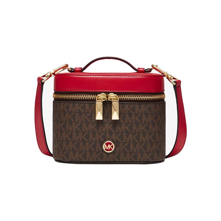 New MICHAEL KORS Artificial Leather Bucket Bag, Box Bag, Crossbody Bag, Handbag Trumpets Women's Dark Brown/Dark Red 32F2G3BC5B-602