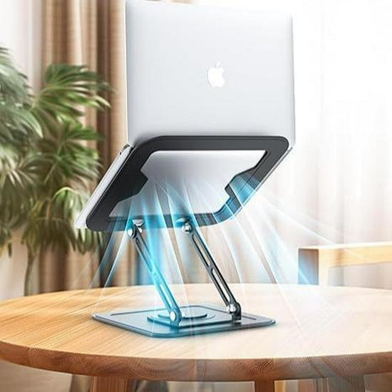 Cross-Border Rotating Laptop Riser: 360° Lifting Metal Desktop Stand with Cooling Feature