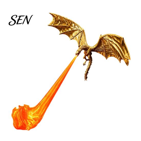 Dragon Sculpture Bookshelf Nook Light, 3D Printed Fire-Breathing Fantasy Flying Dragon, Shelf Accent Lamp Art Collectibles with LED Flame Gothic