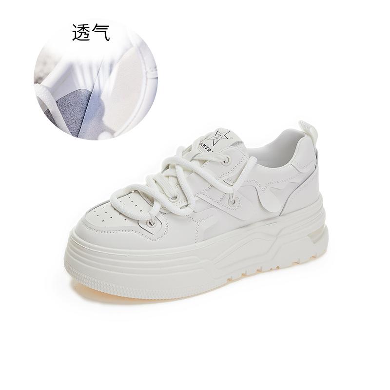 

Кожаная белая обувь 2025 весна новая женская обувь на платформе спортивная обувь для скейтборда женская повседневная универсальная женская обувь 40 белый