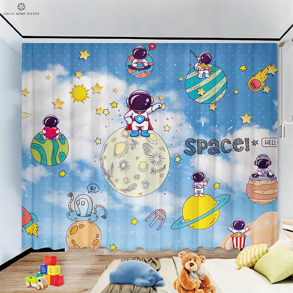 Cartoon Blackout Curtain for Children's Room, Heat Insulation, Living Room, Study, Balcony, 2Pcs, High Quality