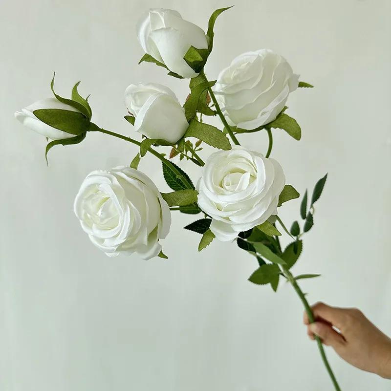 

Simulation Flowers Silk Little Roses Wedding Decorative Pink Fake Flower Artificial Rose Branch Hall Decoration Flora Plant белый