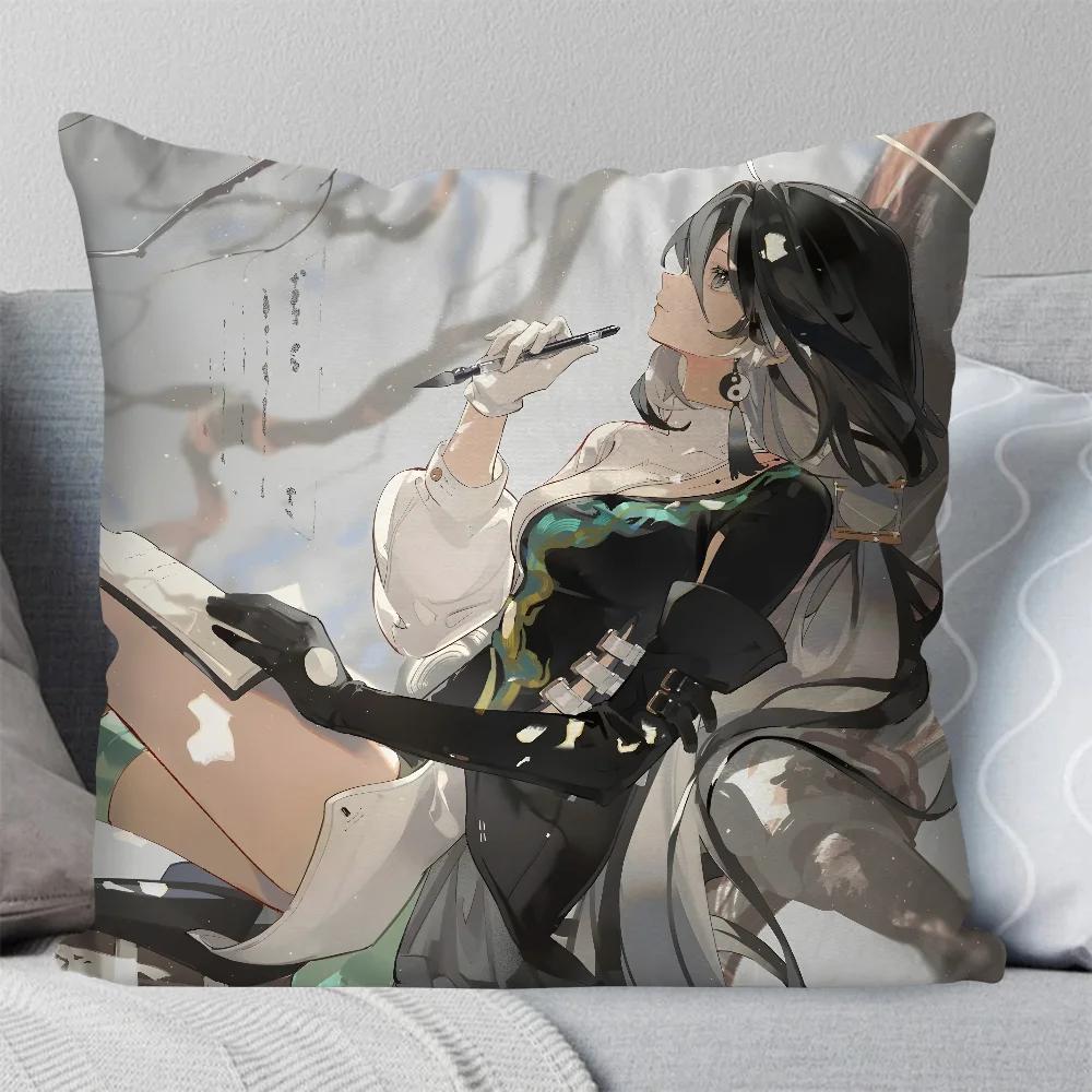 Jianxin Anime Game W-Wuthering Waves Pillow Case Square Pillow Bedroom Sofa Leisure ComfortCar Living Room Home Decoration 40X40