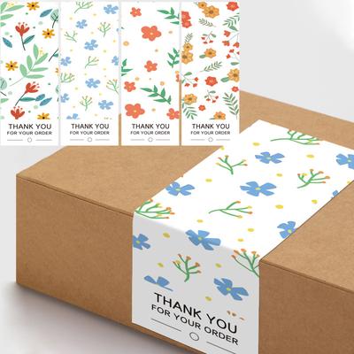 52 Stickers/pack, Fresh Flowers, Thank You Stickers, Rectangular, Simple, Sealing Stickers, Gift Box Sealing Stickers, Stickers