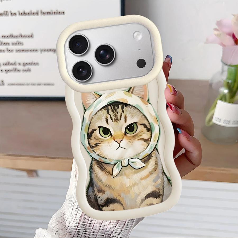 Soft Phone Cover Case for iPhone 16 Pro Max 8 12 13 17 Air 14 15 Plus XR 11 Cartoon Cat