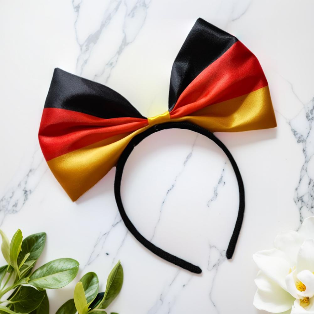 Flag Bow Headband Satin Bow Tie Headband Lightweight Country Flag Hair Band Festive Parade Headwear