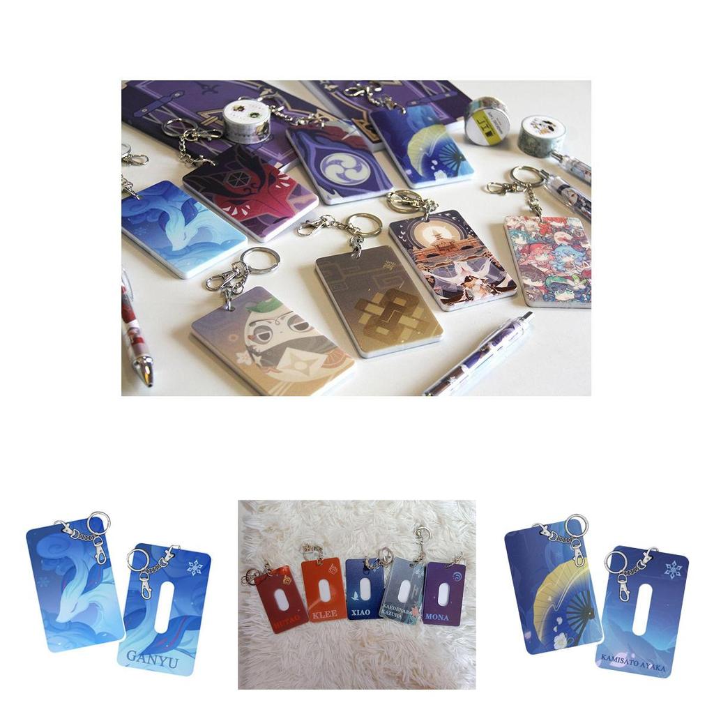 Genshin Impact Card Holder Keychain Pendant With Vibrant Klee Mona Hutao Xiao Ganyu Sayu Ning Design