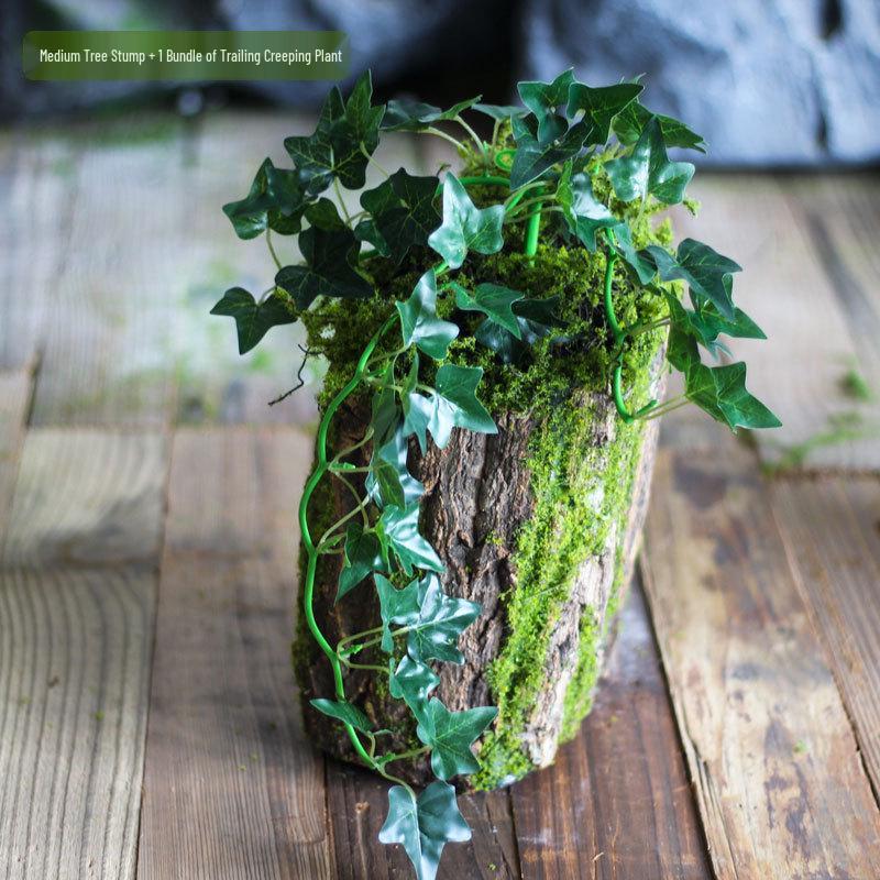 Forest Style Artificial Tree Stump with Moss Bark - Kindergarten and Country Style Decorative Ornament, Perfect for Landscaping or Inserting Flowers.