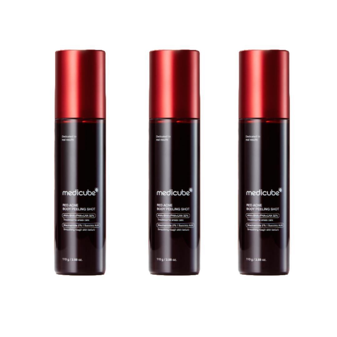 

Medicube Набор для интенсивного ухода за пигментацией тела (Красный пилинг-шот для тела от акне 110 г / Красный очищающий капсульный лосьон для тела 230 мл) (7 вариантов) #Peeling Shot 110g x 3pcs