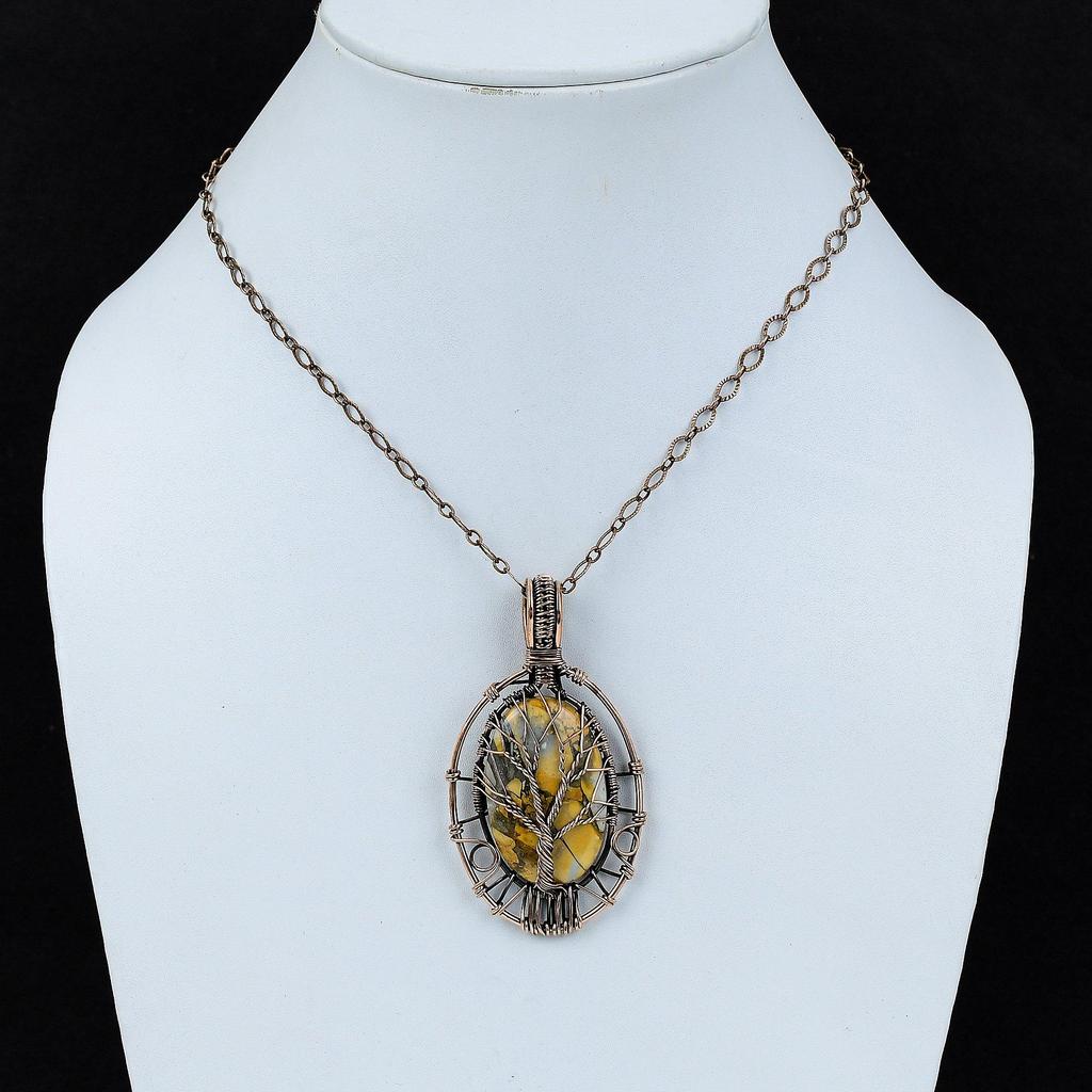 Tree Of Life Maligano Jasper Pendant Copper Wire Wrapped Gemstone Pendant Handmade Pendant Copper Jewelry Tree Of Life Pendant Gift For Her