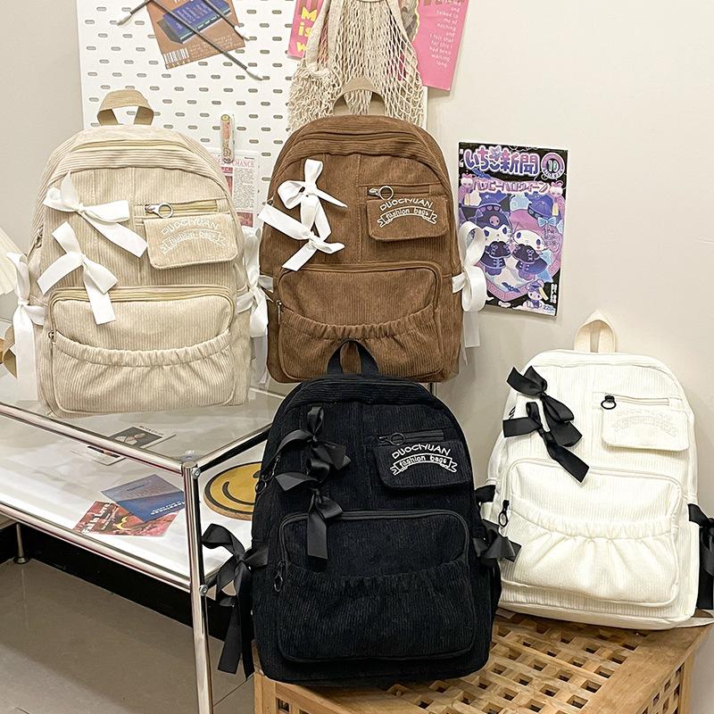 ins wind bow backpack ribbon junior high school students primary school students casual versatile backpack women's niche backpack
