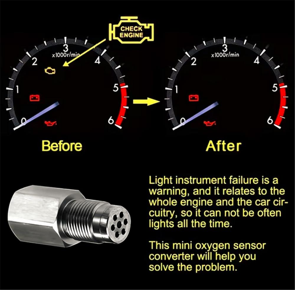 M18X1.5 Oksygen O2 Sensor Spacer Adapter Universell Rustfritt Stål Forlenger Filter CEL mini Katalysator Sjekk Motorlys