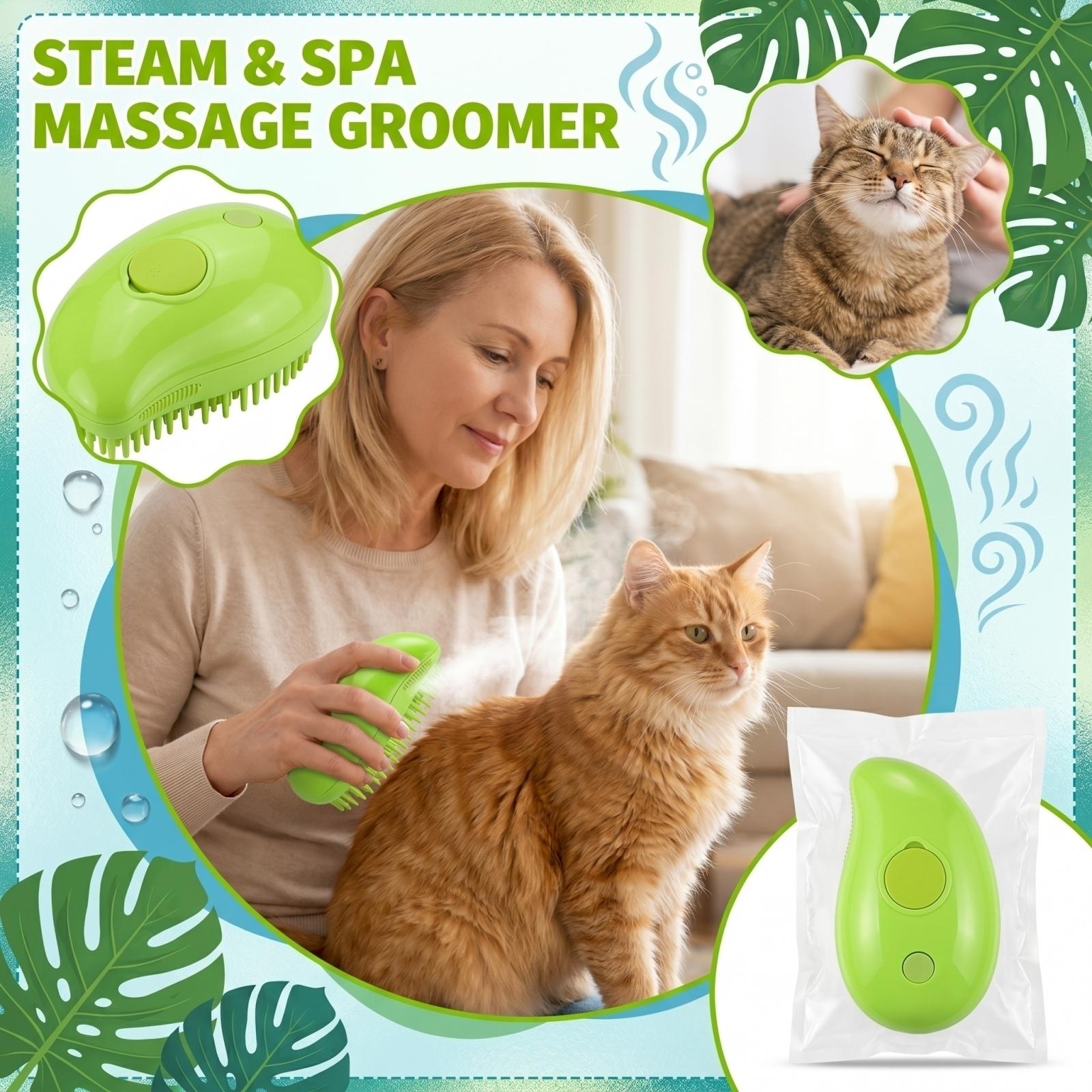 

Pet Spray Massage Comb Dog Hair Floating Steam Comb One Size зелёный