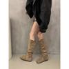 Round Head Suede Pile Boots Birkenstock Boots Women's Skinny Retro But Knee High Boots