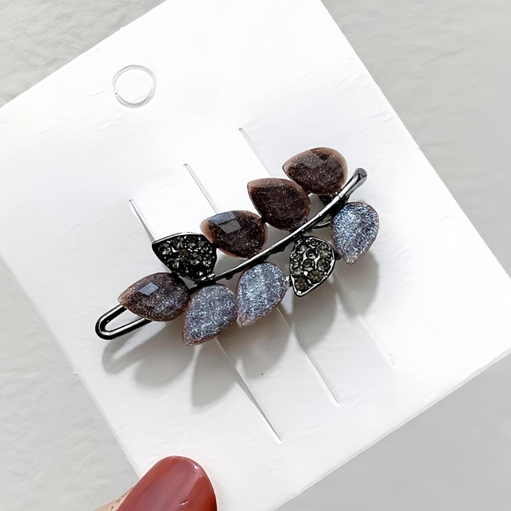 Simple Leaf Five-Petal Flower Hair Clip - Stylish European & American Barrette Frog Buckle