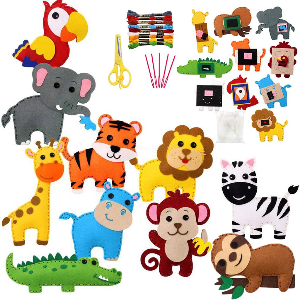 New DIY Sewing Animals Craft Kit Forest Creatures DIY Sewing Felt Plush Animals For Kids Beginners Sew Kids Art Christmas Gifts
