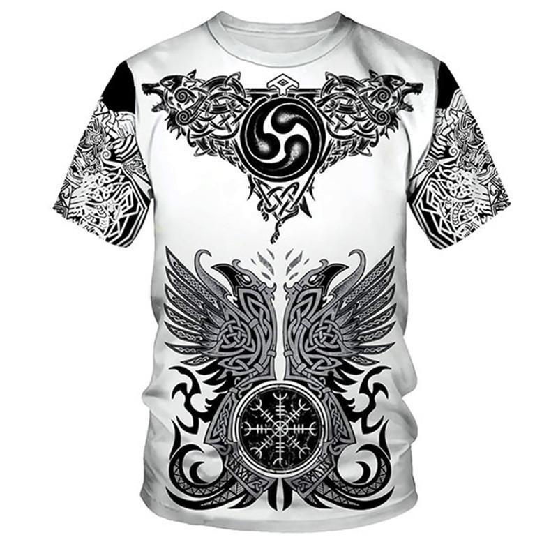 T-shirt Summer Mythical Print 3D Digital Short Sleeve Men's Street Trendy Loose Shirt