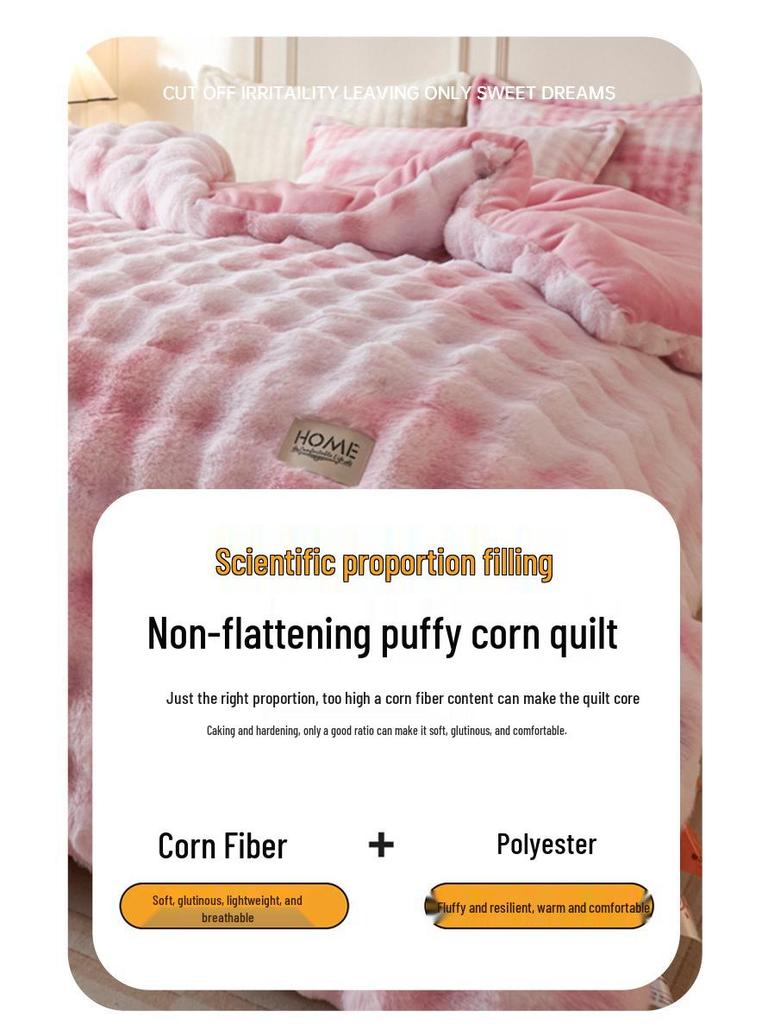 2025 Thickened Milk Velvet Winter Comforter - Warm Coral Fleece Quilt for Double Bed
