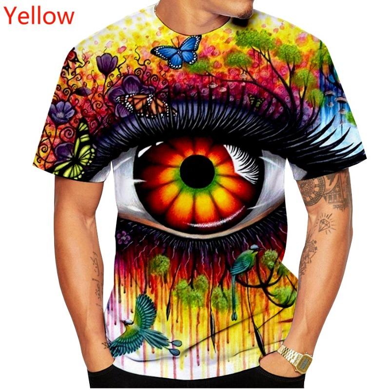 

Men Causal Short Sleeve Eye Paint 3d Print Graphic Tee Shirts O-Neck Plus Size Tshirts Tops Fashion Cute Funny Blouse Shirts S