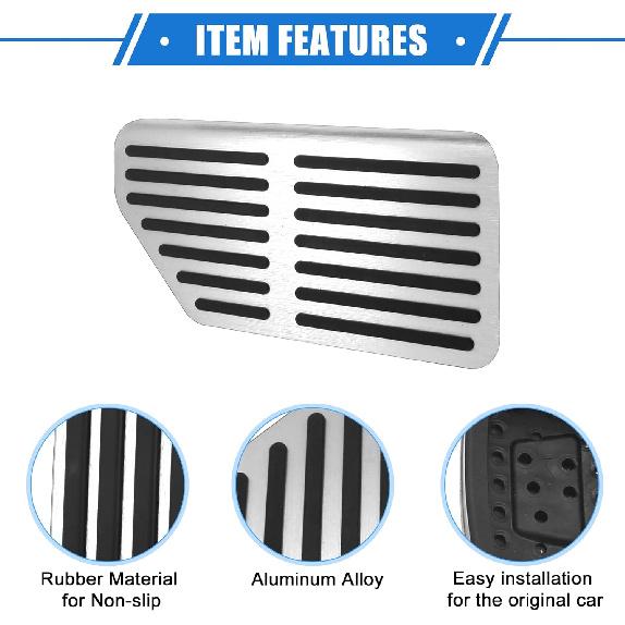 3 Pcs Car Gas Accelerator Brake Foot Rest Pedal Cover Pad Compatible for Kia Carnival 2022-2023, Antislip Aluminum Alloy Silver Tone