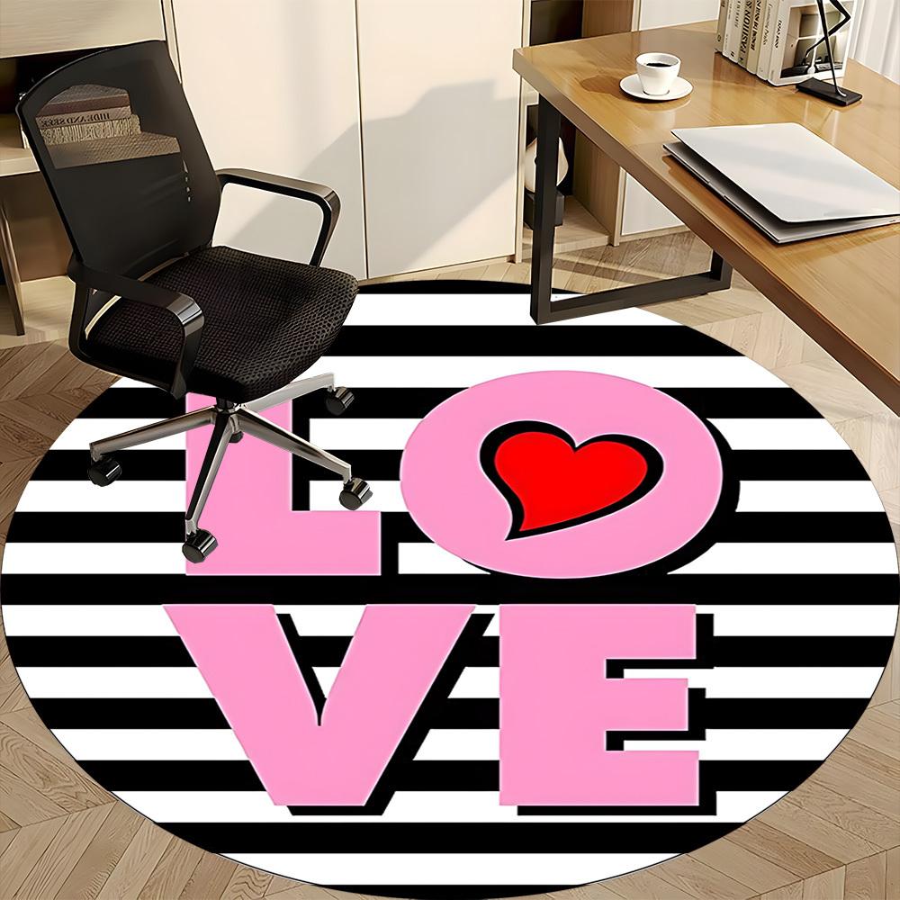 1pc LOVE Heart Print Chair Carpet for Office Non Slip, Machine Washable Rug for Office, Room Holiday Decor for Christmas, Birthday Polyester