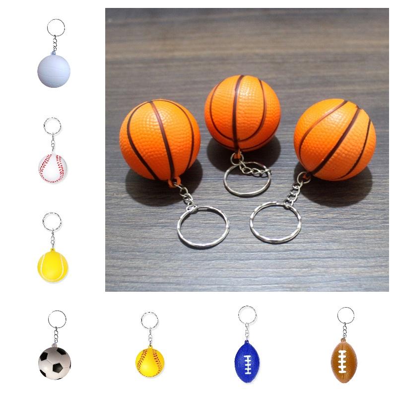 Best-selling Pu Basketball Keychain Foam Soccer Children's Exercise Toy Decorative Hanging Ornament Active Souvenir