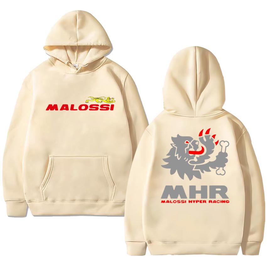 2025 Neuheit im Malossi-Design: Doppelseitig bedruckte Hoodies für Damen und Herren im Harajuku-Vintage-Stil, Unisex-Fleece-Langarmpullover