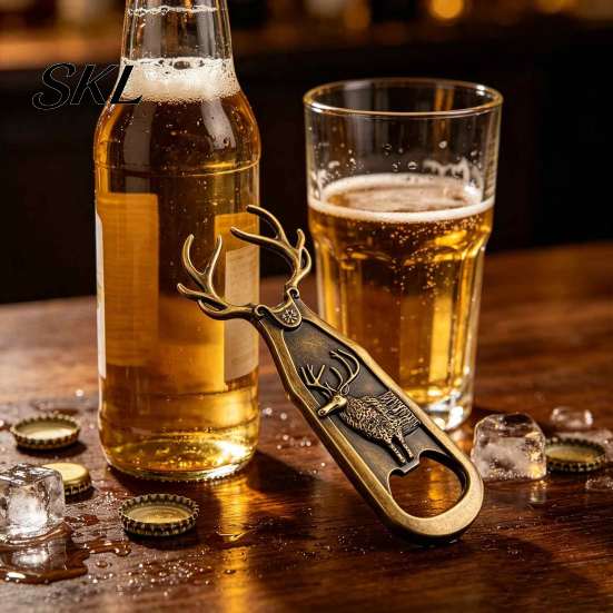 Christmas Party Bar Accessories Elk Antler Bottle Opener, Heavy Duty Metal Retro Beer Forest Style Souvenirs Cap Remover for Home Bar, Artistic