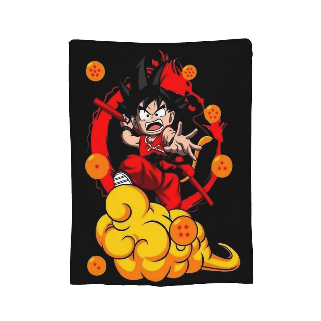 Goku Collage Flannel Blanket DBZ Japanese Anime Awesome Throw Blankets for Home Hotel Sofa 125*100cm Plush Thin Quilt,