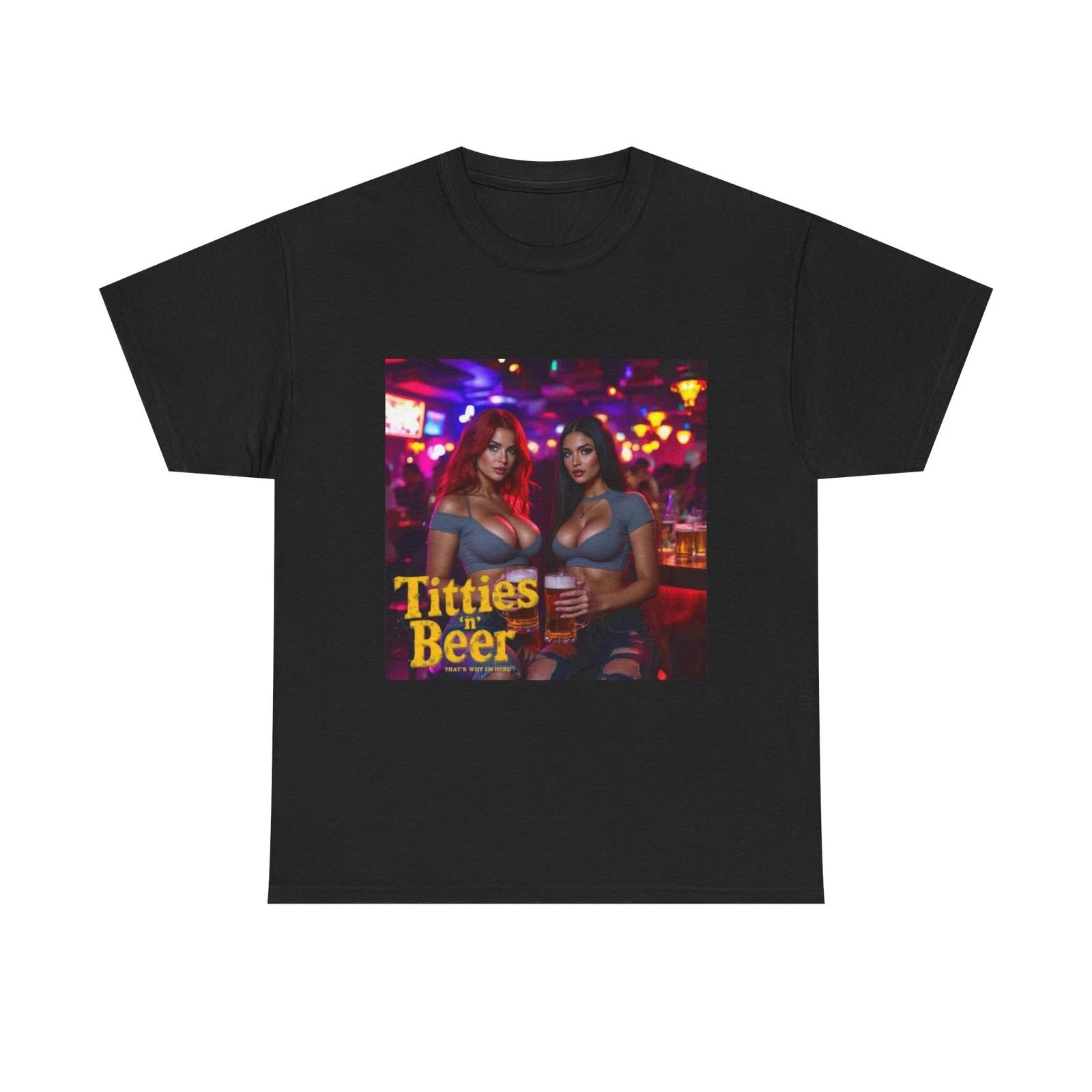 Funny Beer Drinking Tee Titties n Beer Unisex Shirt Gift Bar Humor Top T-Shirt 3XL