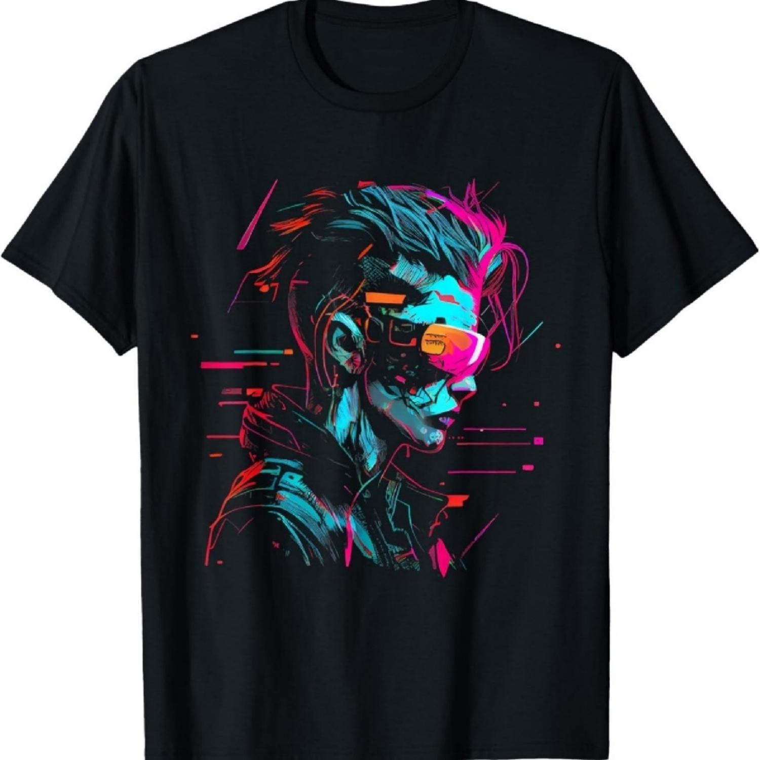 Вайб Трансгуманизм Хакер Киберпанк Компьютер ИИ Очки Футболка S