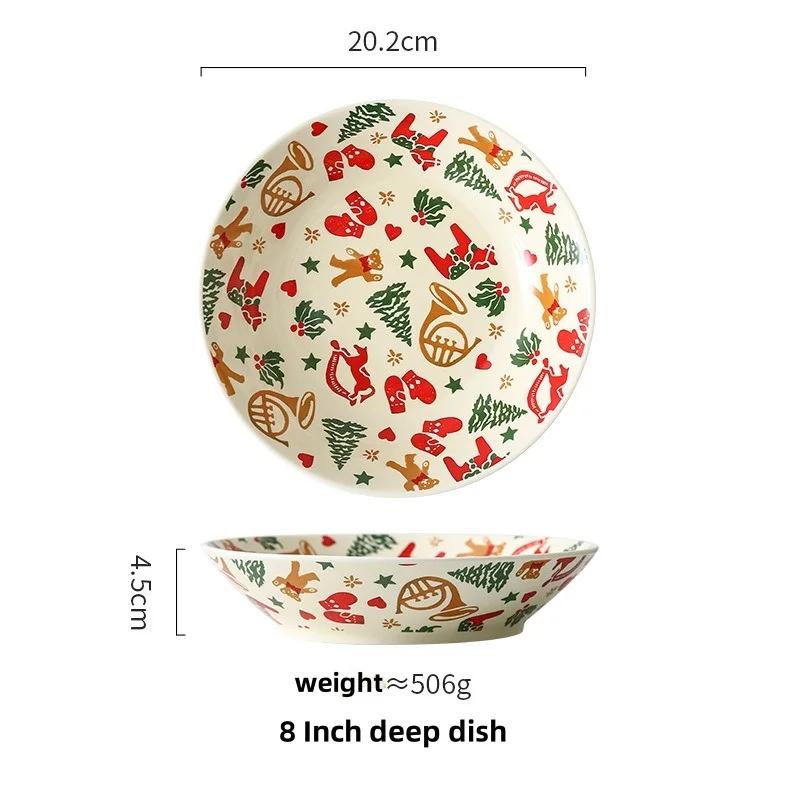 Christmas Ceramic Tableware Cake Dessert Dish Home Party Dinner Snack Plate Breakfast Bowl Easy To Clean Merry Christmas Supplie