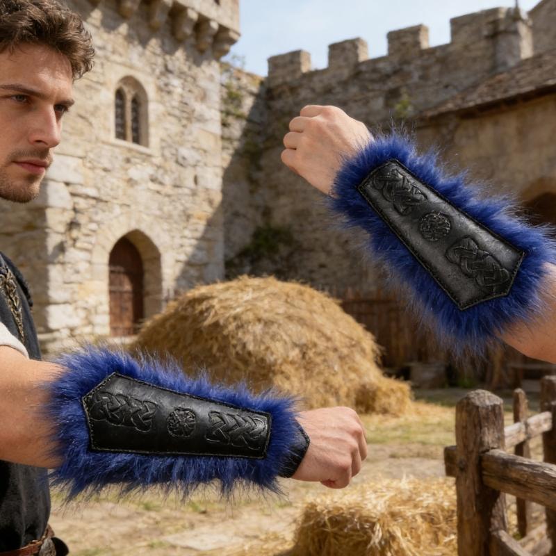 Mittelalterliche Stil Prägung Handschuhe PU Armschienen Für Damen Herren Cosplay Party LARP Und Historische Nachstellung