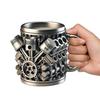450ml Coffee Mug Handmade Engines Stainless Steel Large Capacity Coffee Cup Funny 3D V8 Engines Design Tea Cup For Car Lovers