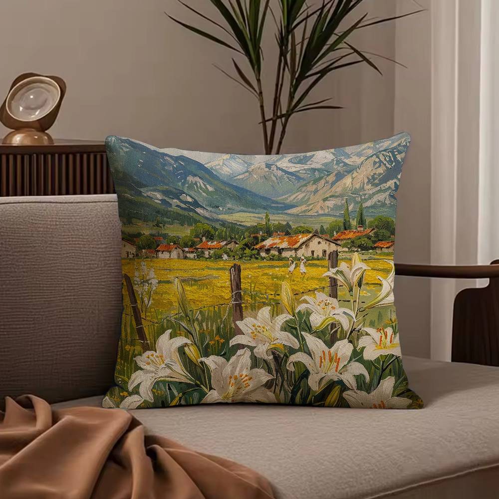 L-Landscape painting style Pillow Case null
