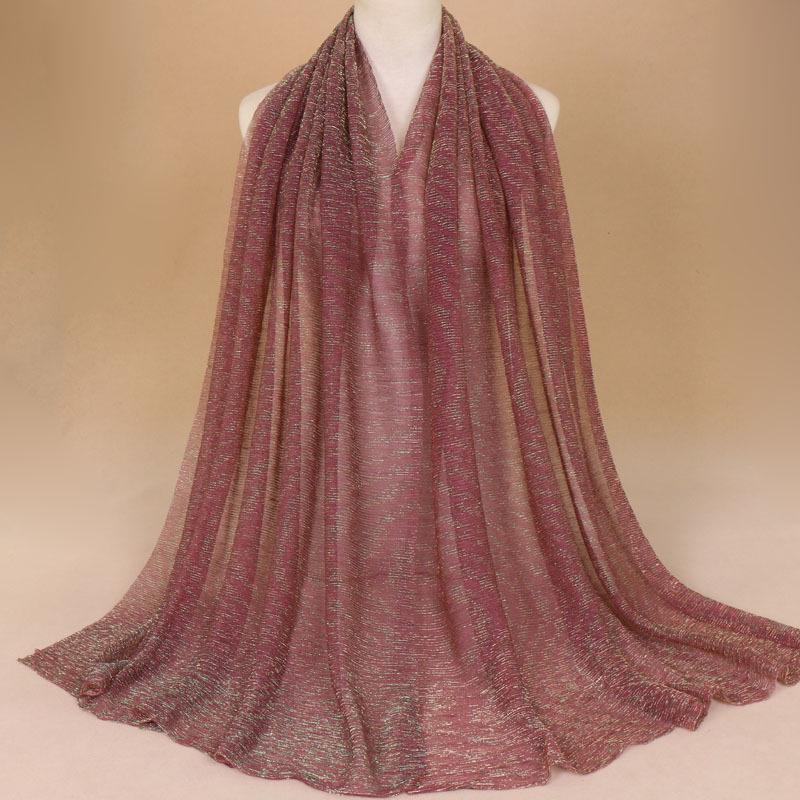 Autumn New Gold Thread Nylon Scarf For Women Girls Solid Color Sunscreen Scarves Soft Foulard Viscose Female Wrap Shawls