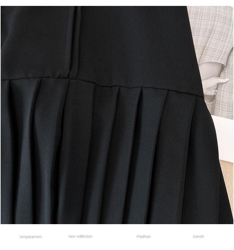 Plus Size Women's Pleated Dress with Doll Collar and Tie Hem (Model MD2588)