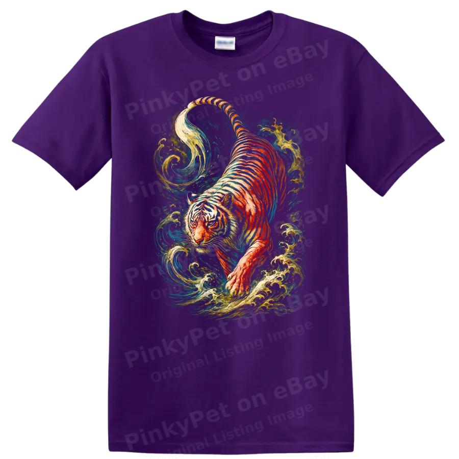 Tiger Japanese Style T Shirt Art Wave Wild Animal Vintage Graphic Tee