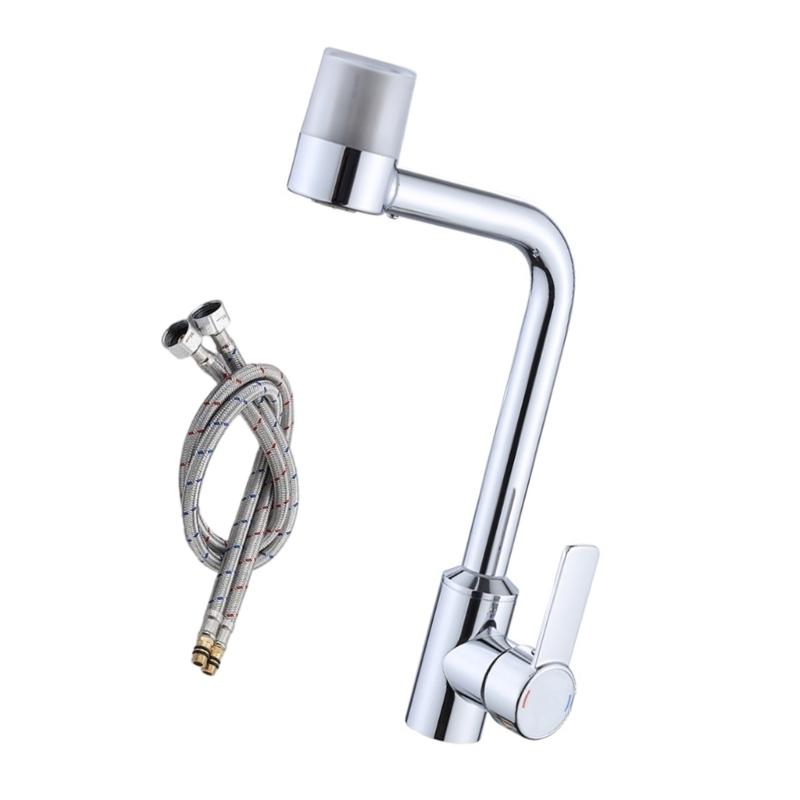 Spatter Proof Kitchen Sink Basins Faucet 360 Degree Swivels Easily mount Hot Cold Water Mixer Single Handle Sink Faucet
