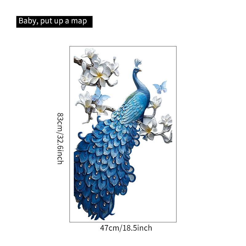 

Синий павлин цветок настенная наклейка отклеивается и приклеивается самоклеящаяся виниловая наклейка для спальни гостиной домашнего декора фоновое искусство 40x90cm разноцветный