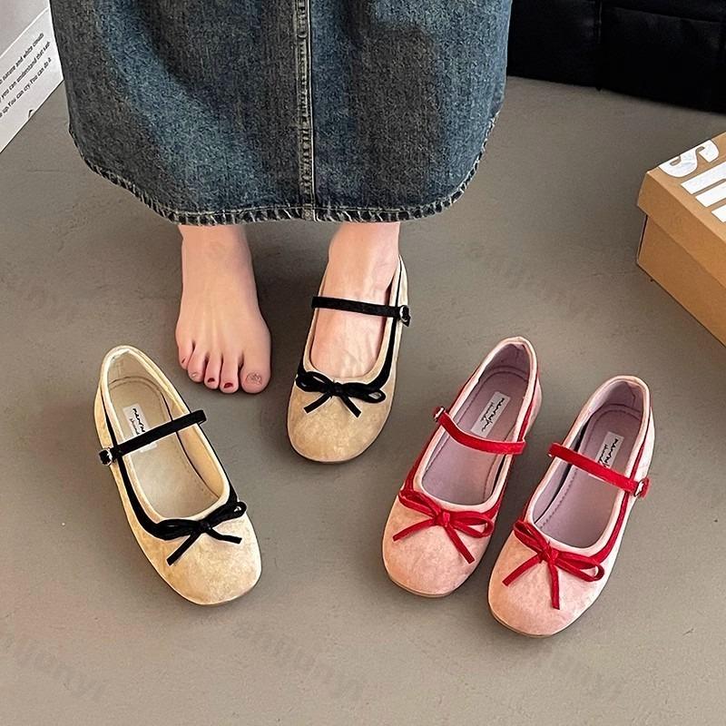 Fashion Bow Design Elegant Shallow Mouth Ballet Style Single Shoes 2025 Spring New French Soft Soled Comfortable Casual Mary Jane Shoes
